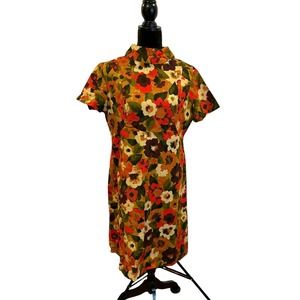 Vintage 50's Fall Floral Dress Handmade